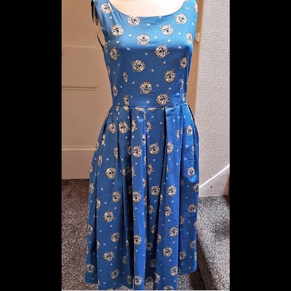 Lindy Bop blue dog and heart print dress